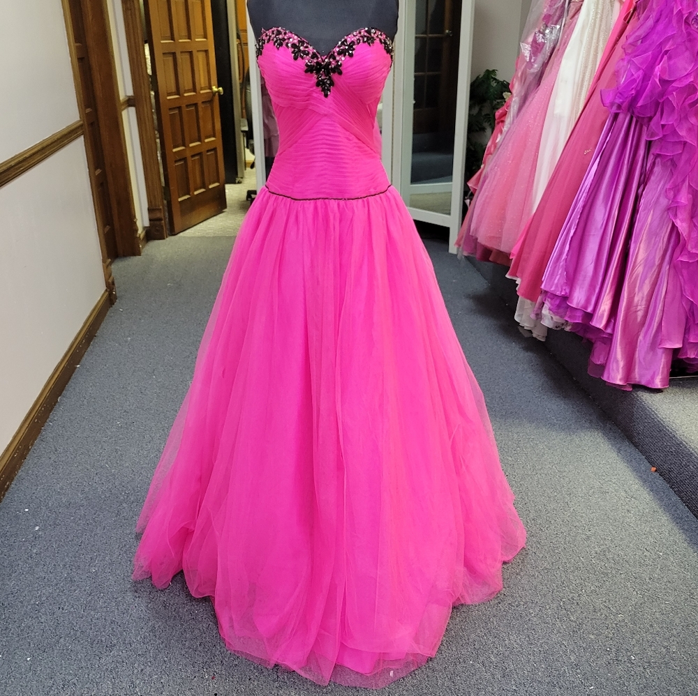 POSH PRECIOUS PINK/BLACK BALLGOWN DRESS